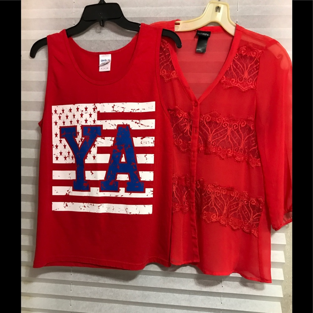 Budget Helper TWO women's beautiful tops Red Hot